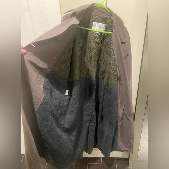 Men's TOWNE London Fog Raised Twill Double-Breasted Coat 38S Green - Picture 5 of 7